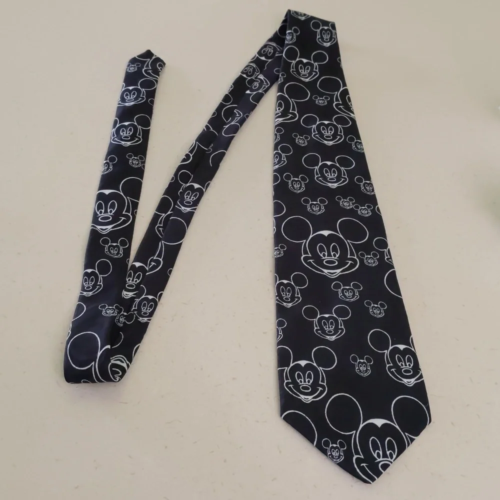 Disney Mickey Mouse Tie Black White Mickey Unlimited USA Made